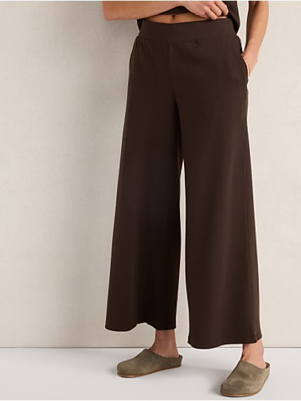Loft Cotton Knit Wide Leg Pants Medium Brown 9891